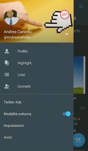 Un tocco sull'interruttore per attivare la modalità notturna.