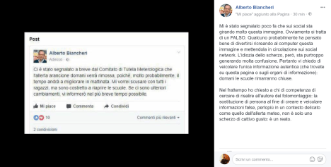 screenshot post fake alberto biancheri