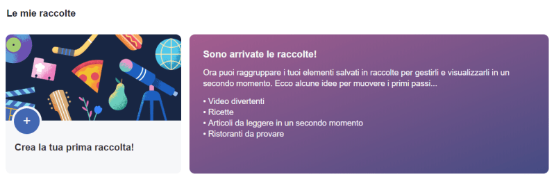 novità raccolte di facebook